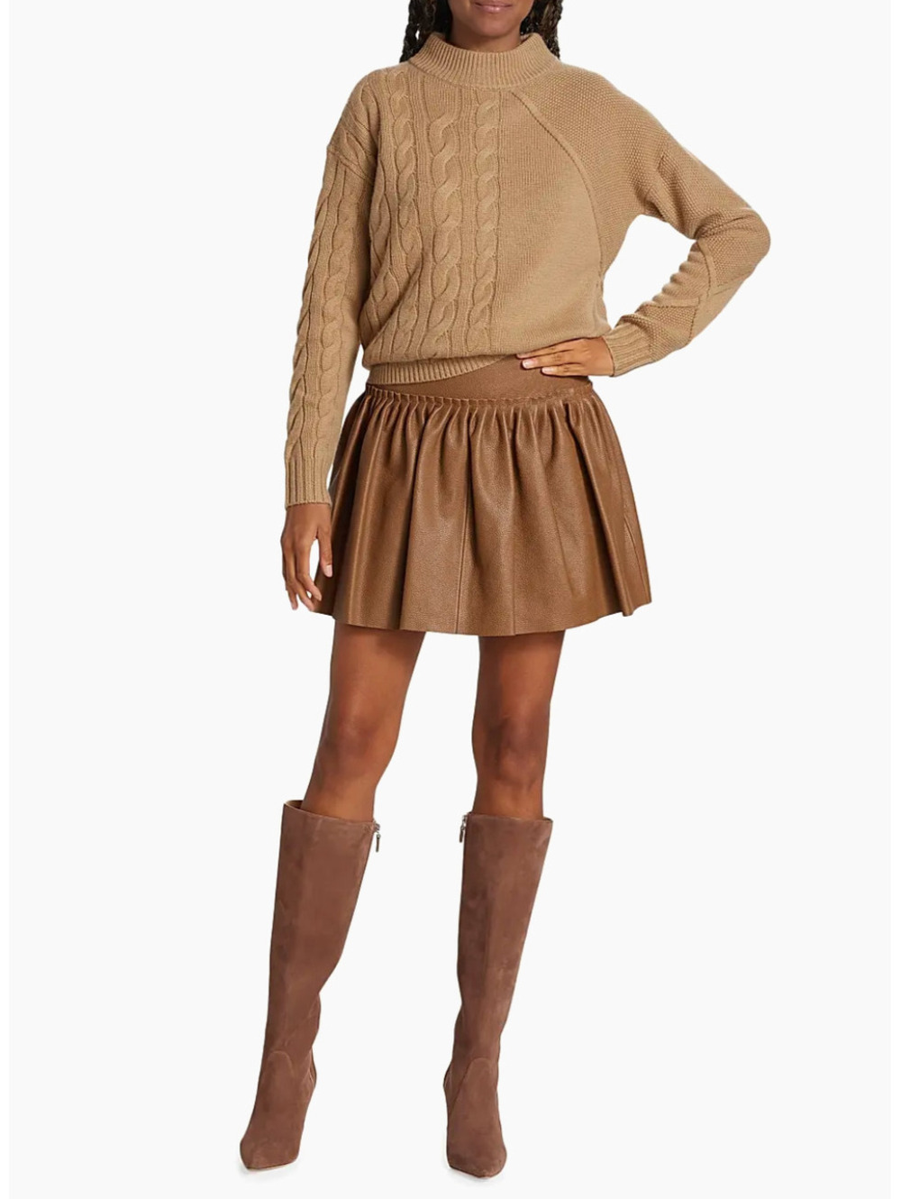 Max Mara Tritone Leather Mini Skirt - Size 8